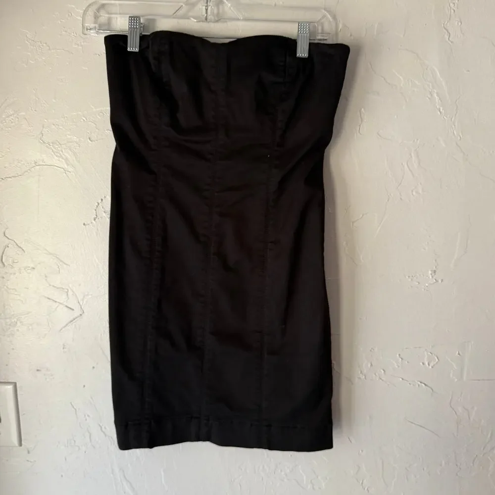 Joe’s Jeans Y2k Black Strapless Mini Dress Size M Cotton Blend‎ Zip Back Tube